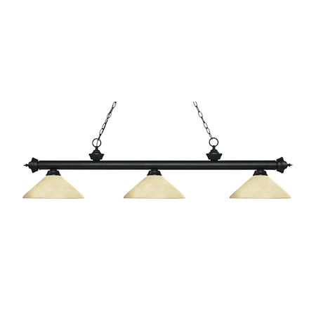 Z-Lite Riviera 3 Light Billiard Light, Matte Black & Golden Mottle 200-3MB-AGM14